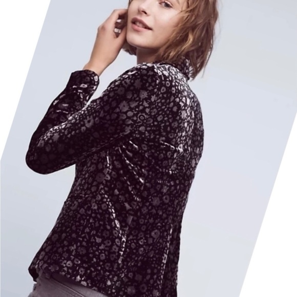 Anthropologies elevens , Lumi Velour jacket black and silver floral - Picture 2 of 7